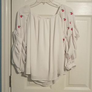 White offshoulder cherry top by Va Va